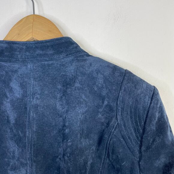 Isaac Mizrahi Live Blue Suede Leather Moto Jacket Coat Fall Winter Womens 22W 22 - Picture 10 of 13